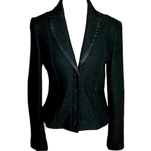 ESPRIT Collection Black Cropped Fitted Blazer Wool Blend Size S Feminine Quality